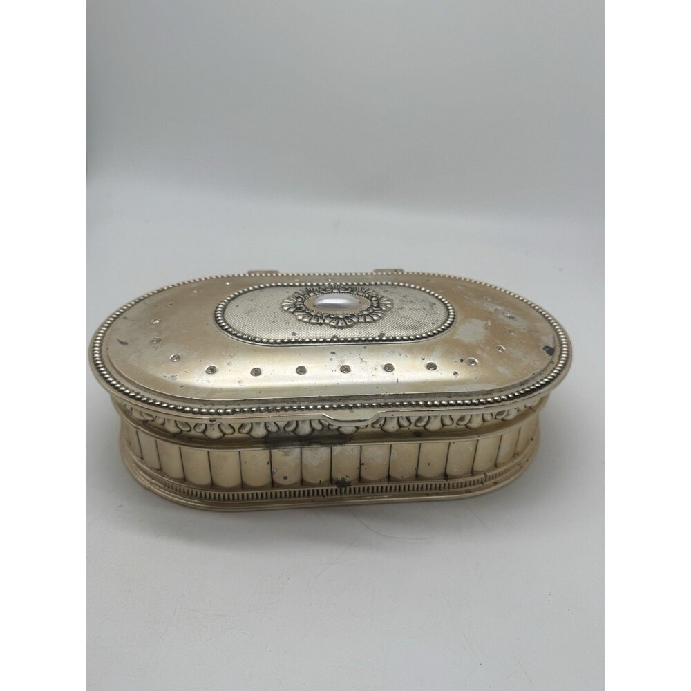 RARE OLD VINTAGE UNIQUE GODINGER VICTORIAN METAL AND SILVER CASH / JEWELRY BOX